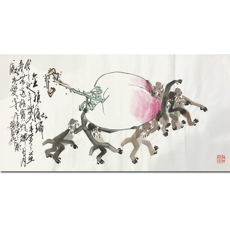 中美协会员 徐I培晨 《灵猴献瑞》纯手绘真迹 水墨画国画书画 收藏级 精品 装饰画书房挂画