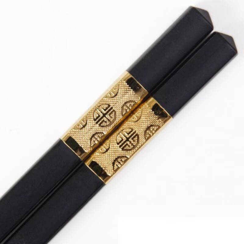 gowke家用餐饮高档镶金筷子高级酒店餐厅专业质感筷子日式防滑合金