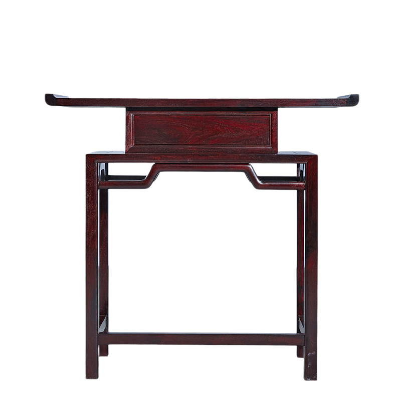 贡艺名居 血檀（学名：染料紫檀）新中式供桌中堂条案佛龛实木玄关台带抽翘头案 翘头案(108*37.5*99/98) 整装