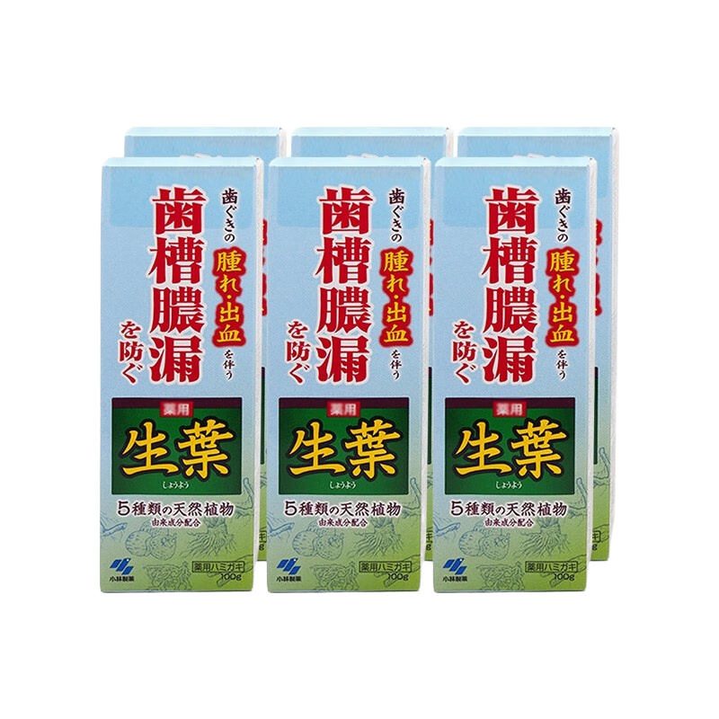 小林制藥日本直郵 牙齦出血牙周護(hù)理蛀牙固齒 齒槽膿漏生葉牙膏 齒槽膿漏牙齦問題用牙膏  6支裝