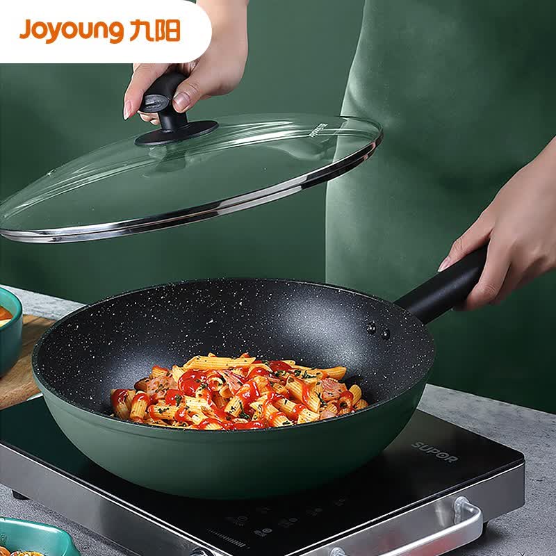 九阳（Joyoung）炒锅麦饭石色不粘炒锅不粘锅28cm加深平底大煎锅家用CLB2863D使用感如何?