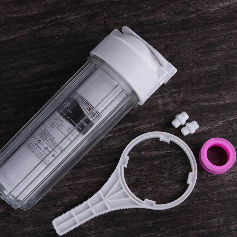 雨奢钻芯净水器前置10寸  家用过滤器PP棉芯单级净水机过滤PET滤 2分口透明瓶+PP棉