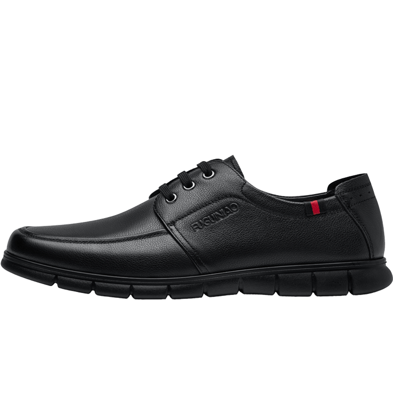 富貴鳥(niǎo)男士皮鞋男鞋秋季商務(wù)休閑鞋男軟底中年爸爸鞋輕便套腳豆豆鞋子男 黑色(42111套腳款) 40