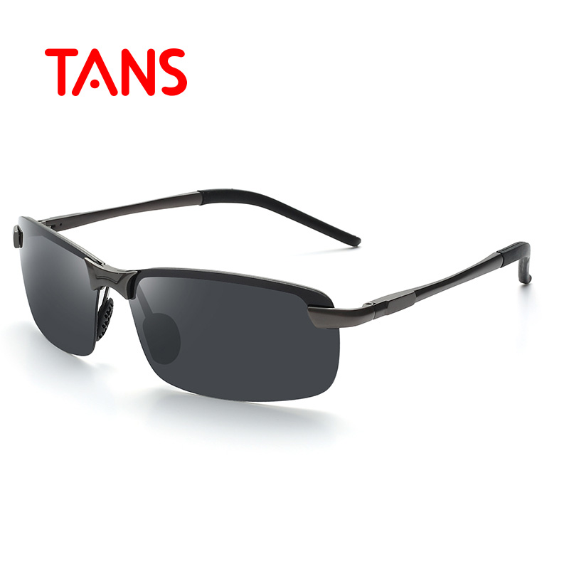 TANS太阳镜男款高清偏光铝镁墨镜开车司机驾驶镜运动眼镜男A3043 枪框黑片