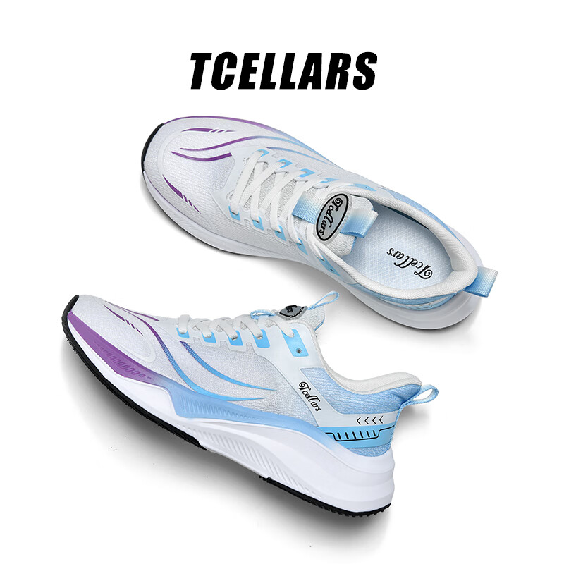 Tcellars超音速 男鞋运动鞋子男冬季新款入门跑鞋软底轻弹缓震碳板跑步鞋 活力蓝【加绒】 39