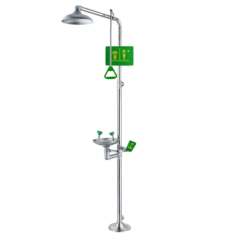 1101国标304不锈钢复合式喷淋洗眼器 工业实验室应急验厂双口紧急冲淋