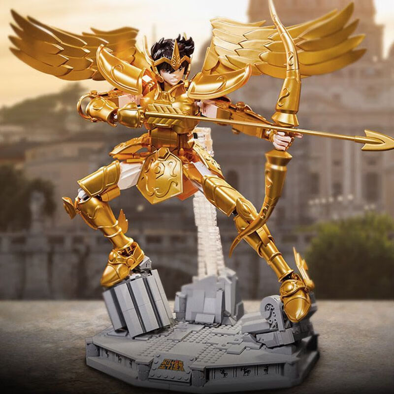 拼奇圣斗士星矢联名射手座黄金圣衣拼装积木手办模型童年拼插积木