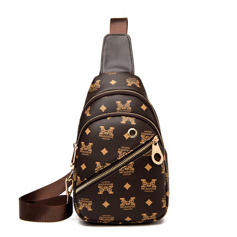 酷奇袋鼠包包女胸包新款多功能女士妈妈包软皮潮流腰包女七夕礼物 m棕