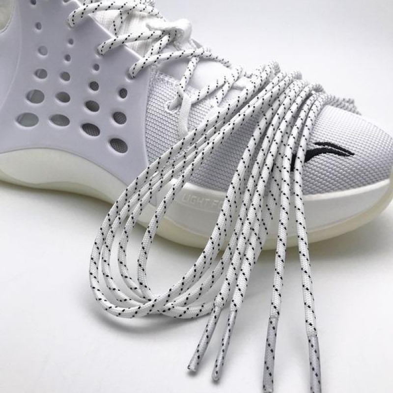倍珣圆形鞋带适配李宁音速7闪击6韦德之道篮球鞋高帮低帮鞋带 白色