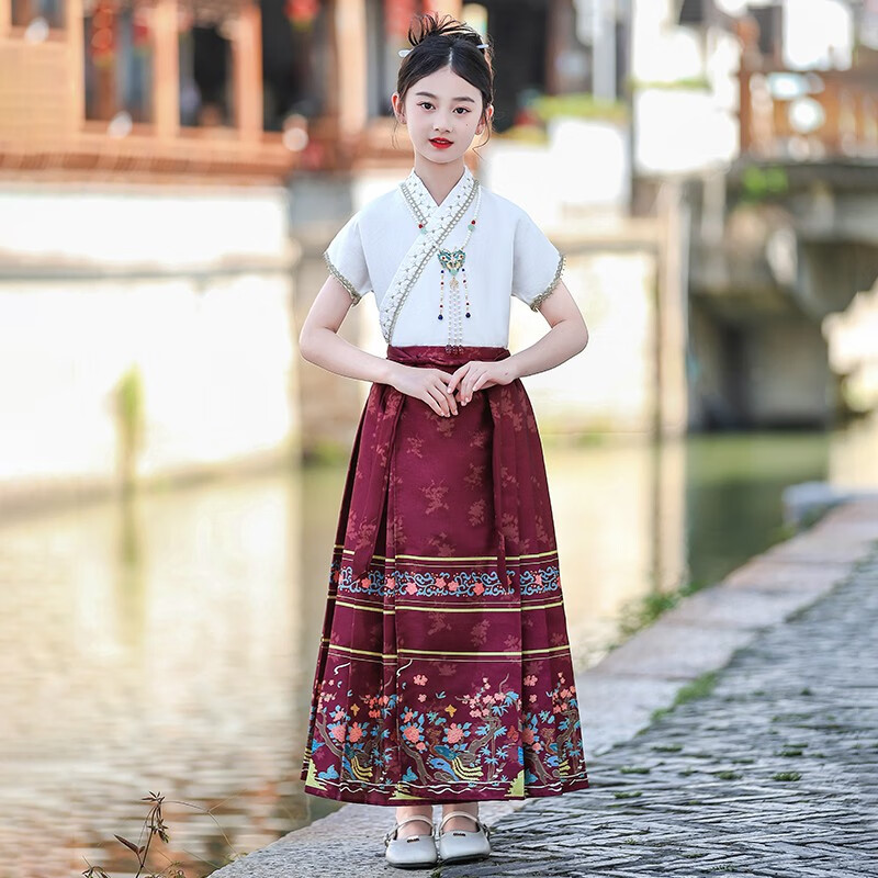 心可派儿少数民族服装儿童汉服女童马面裙套装夏装中国风少儿舞台表演