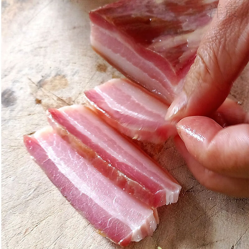 食芳溢風(fēng)干臘肉1斤500克江西井岡山特產(chǎn)農(nóng)家土豬日曬五花臘味咸肉 1500g 農(nóng)家后腿臘肉裝(好吃偏瘦)