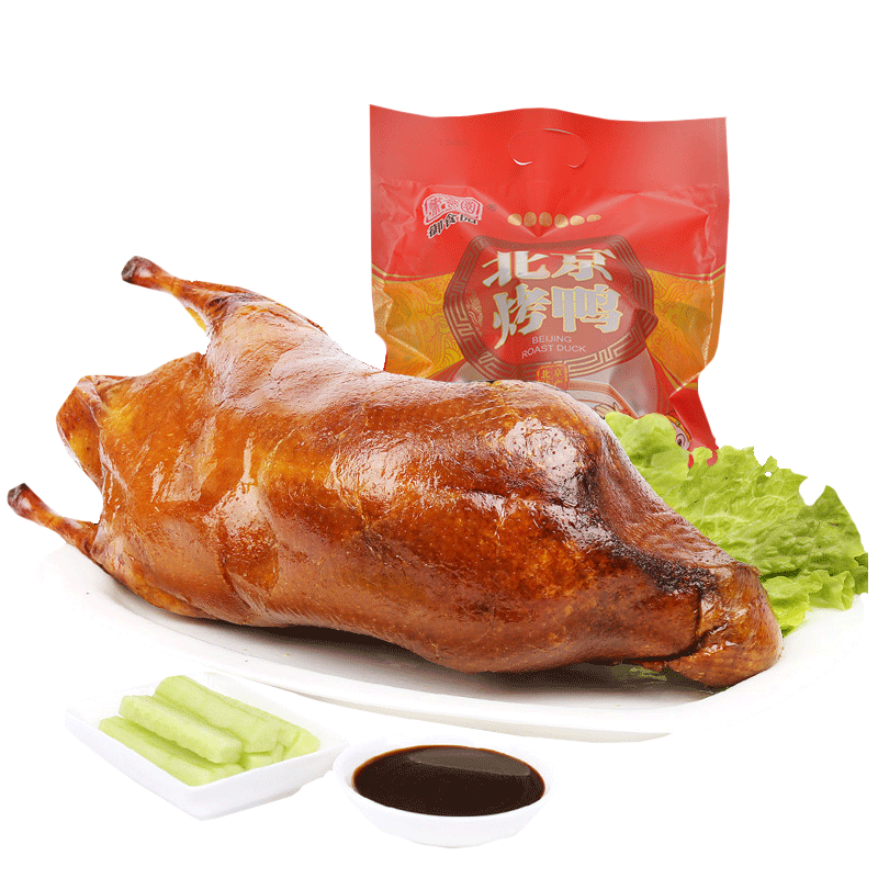 御食園烤鴨北京特產真空鴨子套裝切片烤鴨開袋即食送禮年貨整只椒香烤鴨 1120g整只烤鴨[鴨醬+鴨餅+禮袋]