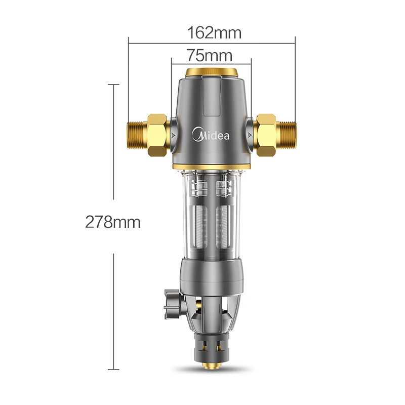 美的（Midea） 前置过滤器40微米反冲洗压力表监控 QZBW20S-12 全屋家用净水器