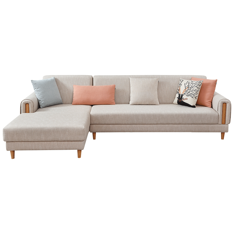 全友家居沙发床 现代北欧简约沙发 小户型客厅两用L型沙发一体式座包可拆洗布艺沙发102551 102551C正向布艺沙发(扶3+转)