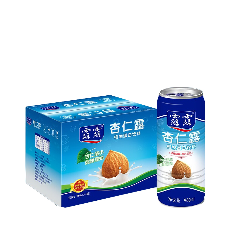 露露【送禮袋】杏仁露960ml*6罐 植物蛋白飲料家庭裝整箱 聚餐送禮