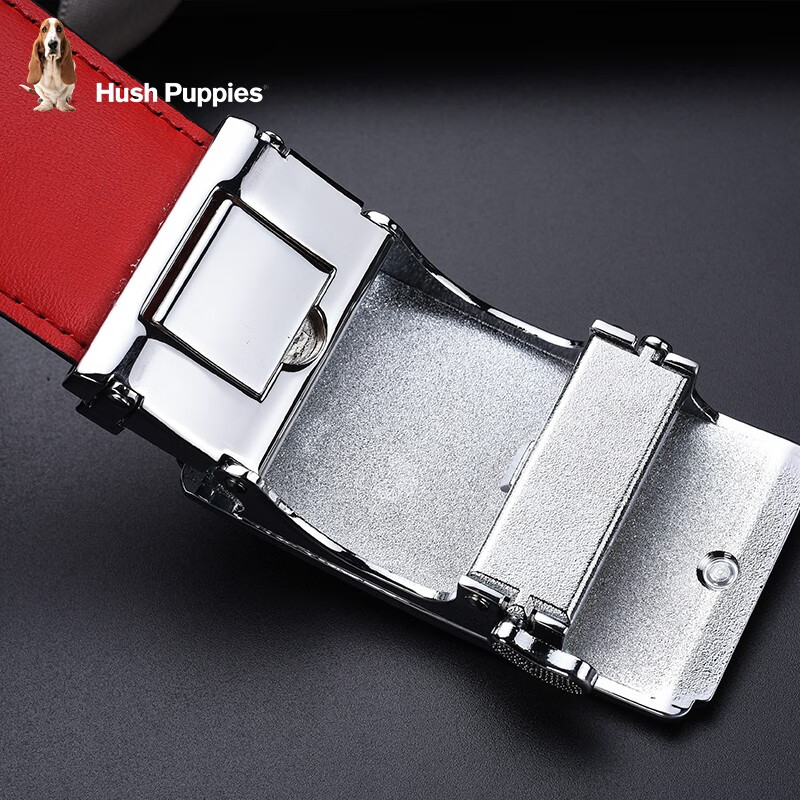 暇步士(Hush Puppies)本命年马年红腰带男真皮自动扣头层牛皮红色皮带裤带商务高端奢品 外黑内红948W 110cm