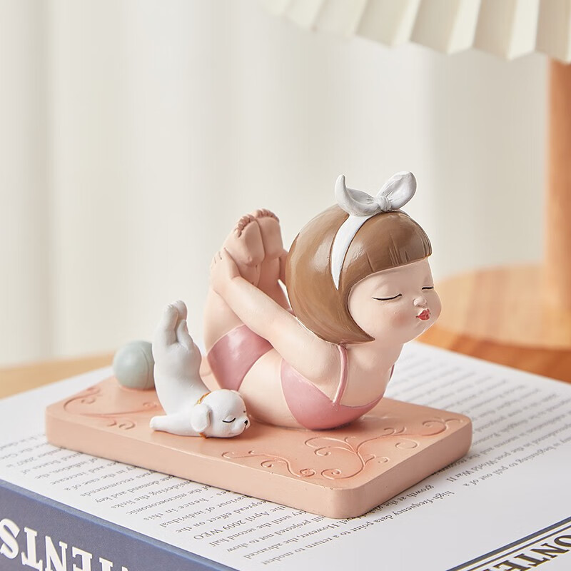 瑜伽女孩创意手机支架桌面可爱少女心ipad平板架摆件生日礼物女生懒人