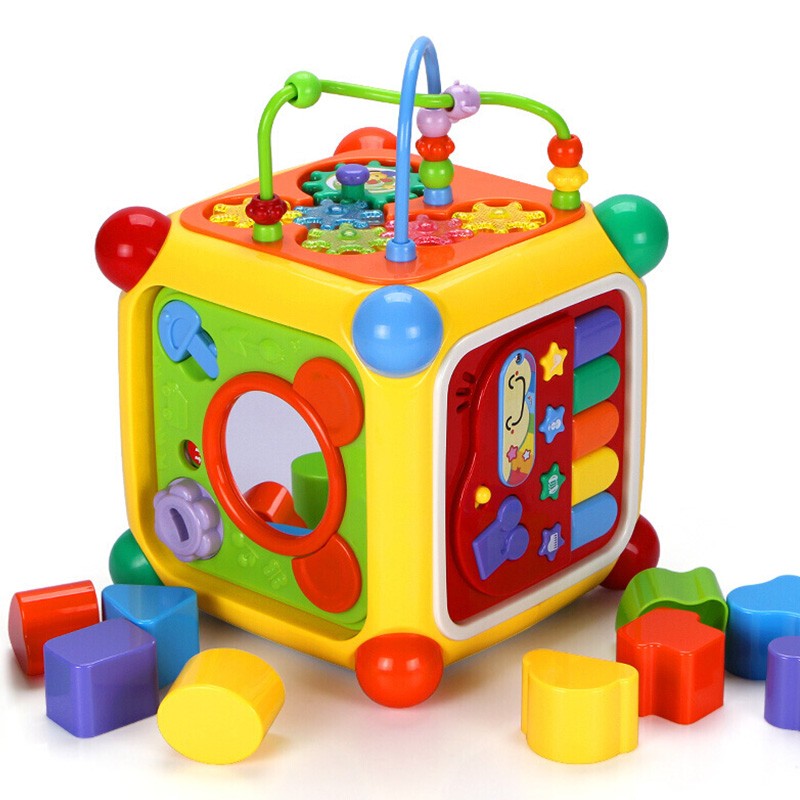 谷雨儿童玩具智立方多功能六面盒游戏桌六面体幼儿婴儿早教玩具宝宝多功能游戏台礼物 3838A 谷雨智立方六面体