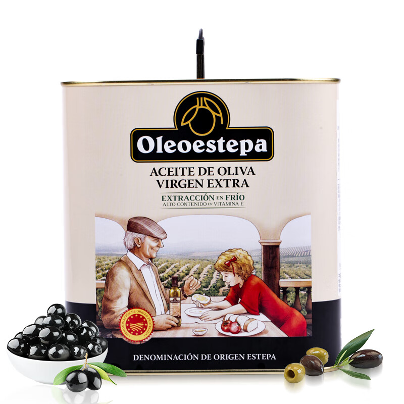 Oleoestepa奥莱奥原生2.5L经典系列西班牙原装进口PDO特级初榨橄榄油 食用油 2.5L 铁听送礼品袋