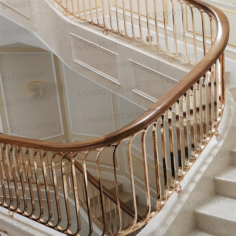 妙普乐复古楼梯扶手 别墅室内铜楼梯扶手护栏简约阁楼护栏阳台栏杆