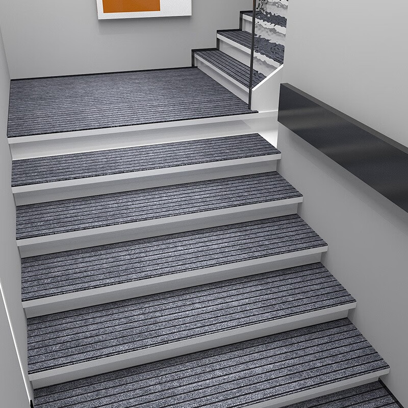 轩臣楼梯垫踏步垫电梯地垫防滑家用可裁剪脚垫入户门门垫玄关过道满铺 横条纹-灰色 30CMx100CM((无折边）
