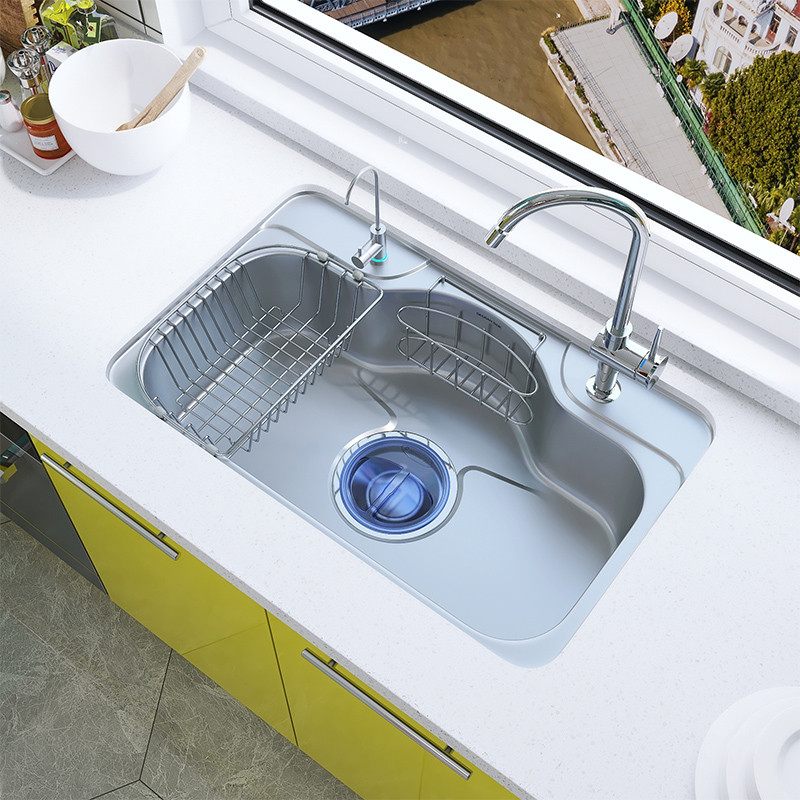 韩巨杉韩国巨杉水槽套餐厨房台下洗菜盆大单槽304不锈钢洗碗盆龙头