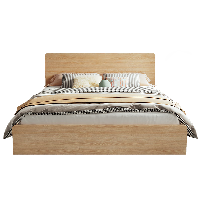 QuanU 全友 家居 床简约卧室家具木板床  1.8米北欧原木色双人床