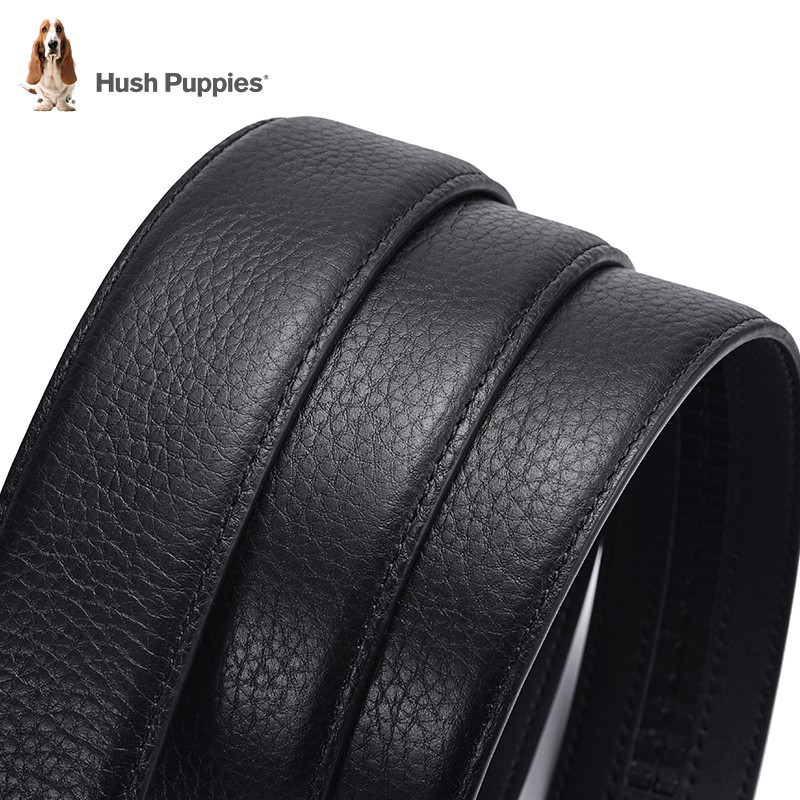 暇步士(Hush Puppies)皮带男士中年轻奢商务休闲真皮内穿内扣式裤腰带自动扣头层牛皮 黑色510 110cm 带身宽度3.5cm