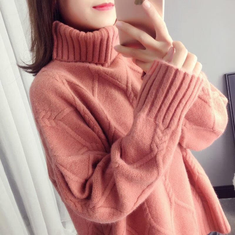黑造加肥加大胖妹妹高领毛衣女冬季加肥300斤大码胖秋保暖套头打底针