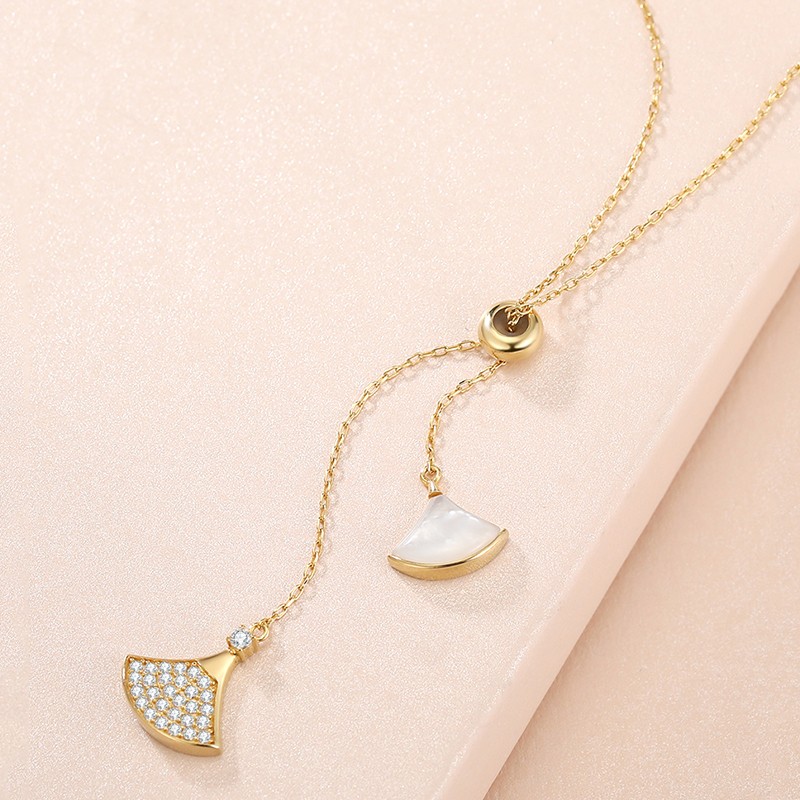 一贝辈子项链女925银小扇子白贝锁骨链简约风百搭时尚生日礼物 小 小扇子项链