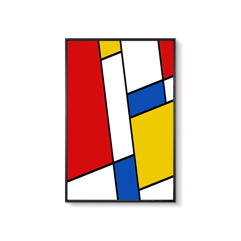 蒙德里安装饰画 抽象格子红黄蓝挂画世界名画艺术mondrian海报壁画 k0