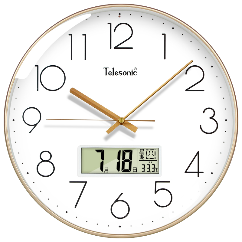 天王星（Telesonic）挂钟：客厅万年历钟表3D立体创意双日历温度时钟