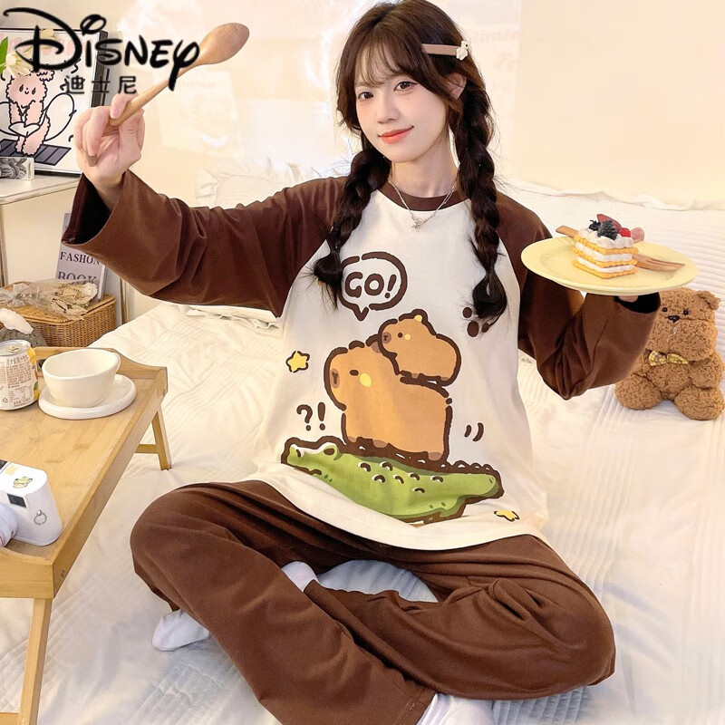 迪士尼(disney)儿童睡衣女童春秋季薄款纯棉长袖2024新款网红女孩初中