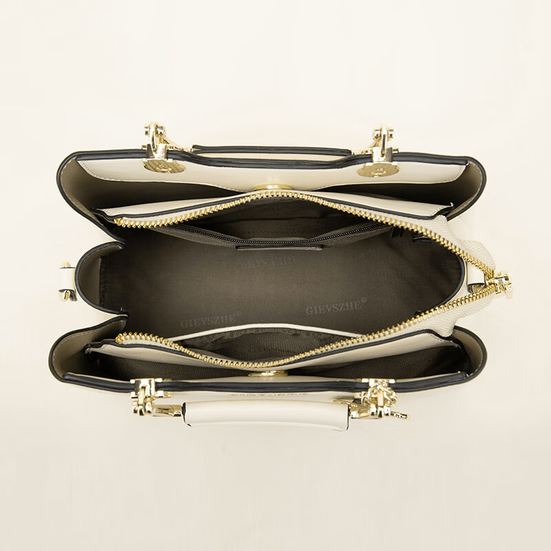 纪诗哲品牌包包女包2026年新款奢侈女士手提包情人节生日礼物送老婆女友 米白色【猫咪挂件】 中包