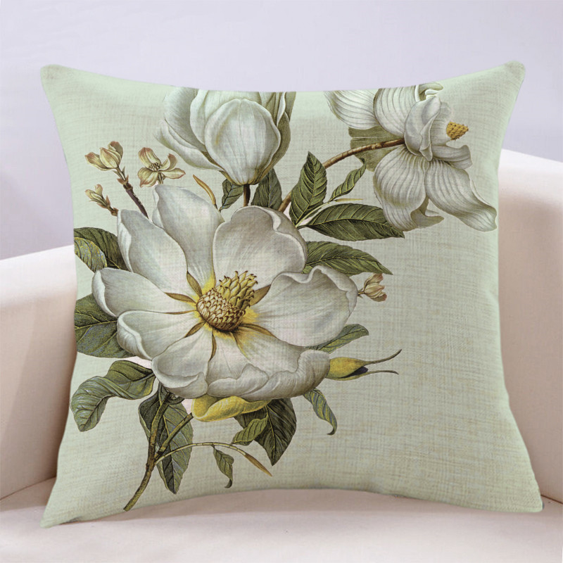 万燊 复古手绘抱枕田园乡村美式碎花怀旧靠垫靠背套客厅卧室沙发靠枕 A款 70x70cm(枕套加枕芯)