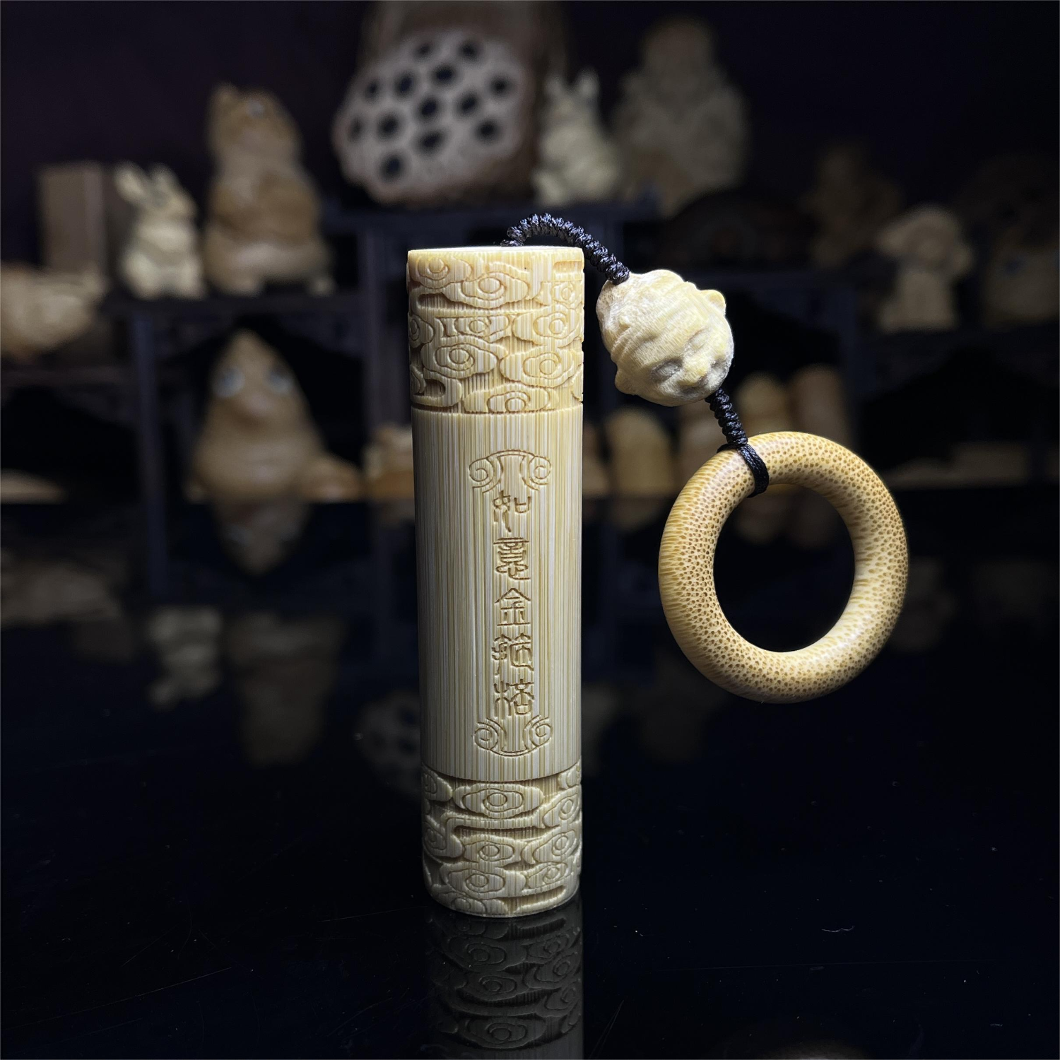 艺竹情鎏金实心玉竹雕刻心经金箍棒手把件文玩竹子把件盘玩实心竹把玩件 金箍棒1.8-2.0厘米长6-8厘米