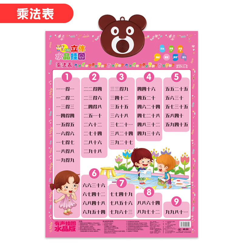 乐加酷【超大有声挂图】加法口诀表打印 乘法口诀表有声挂图九九乘法