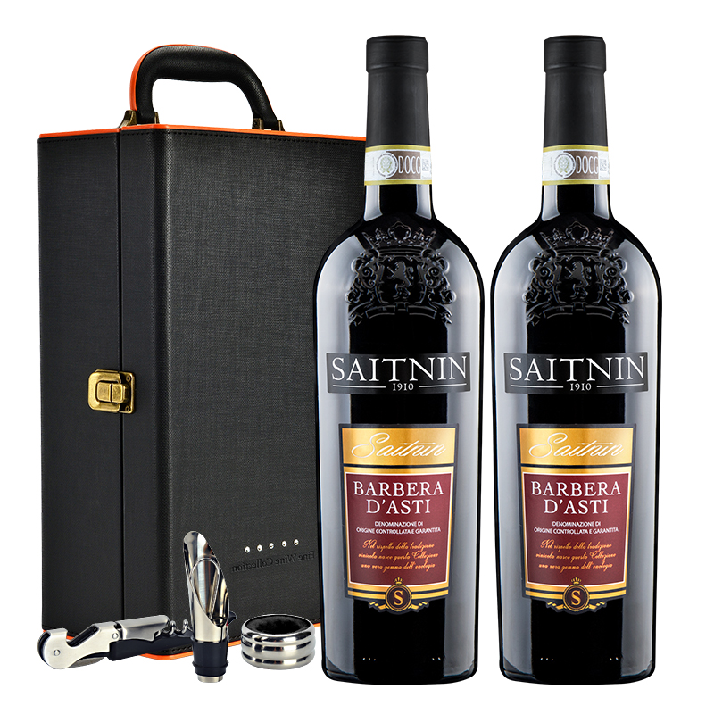 圣宁（SAITNIN）酒庄直供意大利原瓶进口DOCG级红酒巴贝拉干红葡萄酒礼盒套装