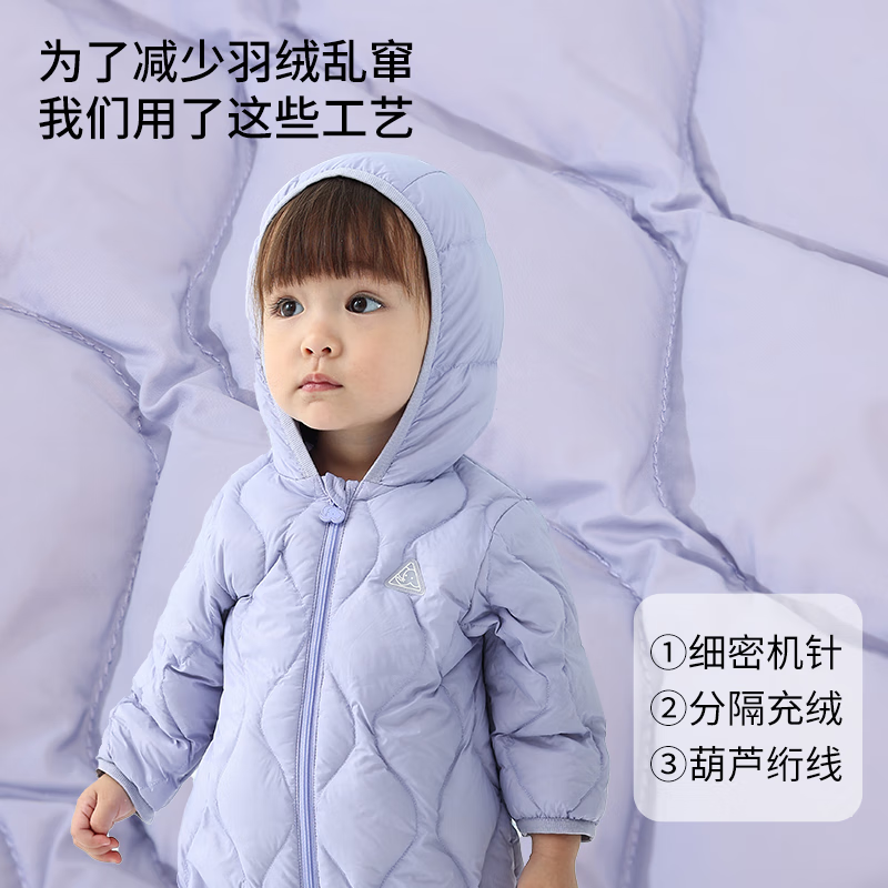 丽婴房(Les enphants)新生儿衣服婴幼儿连身衣宝宝羽绒连身衣婴儿羽绒连体衣 吉日红 73cm /9个月