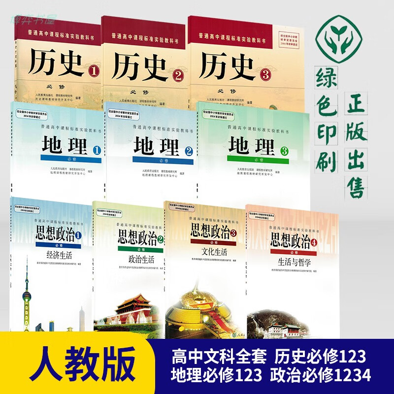 2021全新人教版高中文科课本全套教材历史必修123地理123思想政治1234