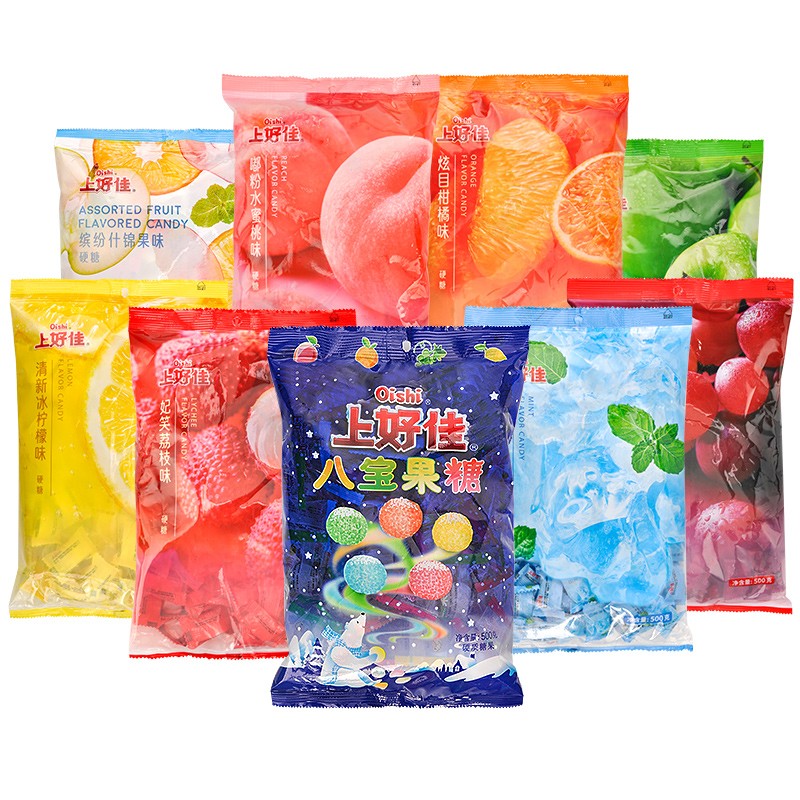 上好佳水果硬糖什锦装招待喜糖休闲分享年货糖果小零食品 综合果味500g1袋