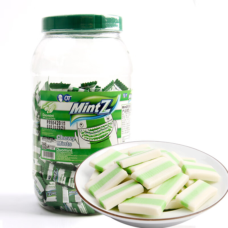 MintZ印尼进口糖果休闲零食 清新口气 双重薄荷味软糖 贩桶装 460g