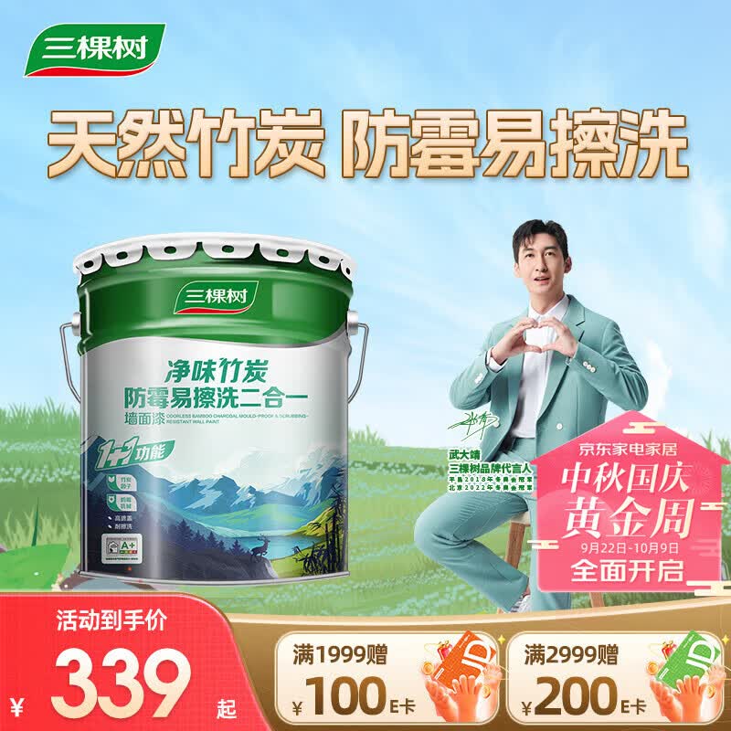 三棵树漆（SKSHU）乳胶漆内墙净味竹炭防霉易擦洗二合一墙面漆室内油漆涂料 18L怎么样,好用不?