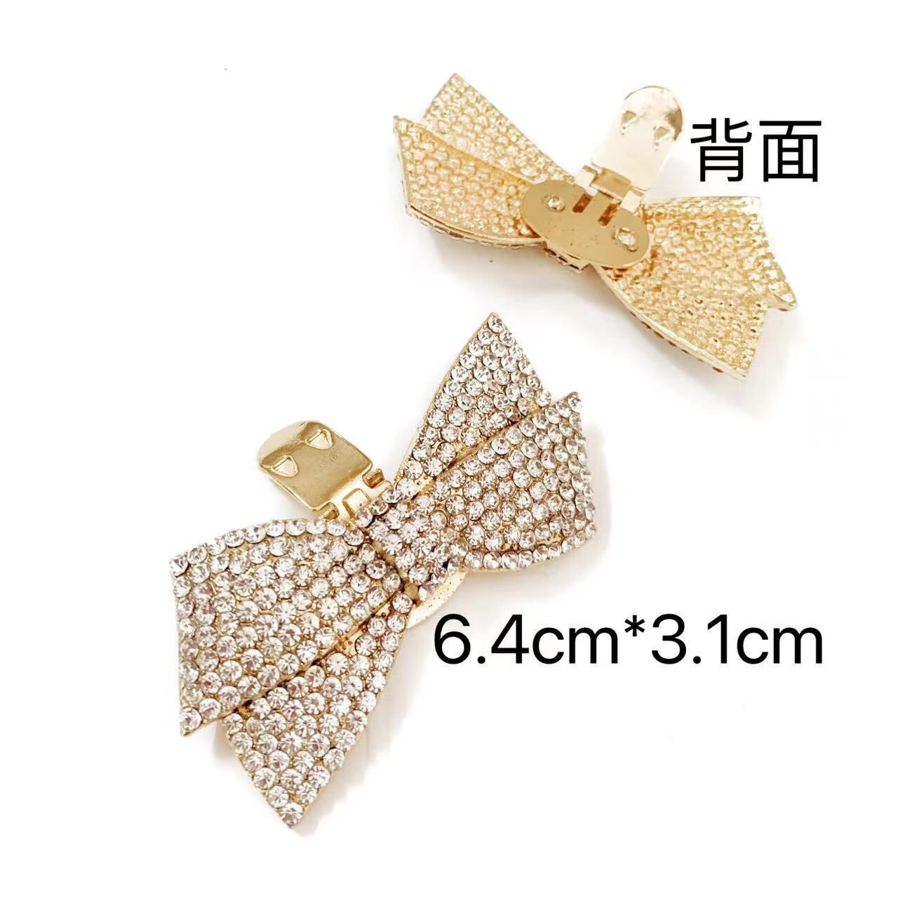 高跟鞋婚鞋鞋饰可拆卸蝴蝶结夹扣百搭鞋花鞋扣鞋面水钻配饰 M784金色鞋夹款一个