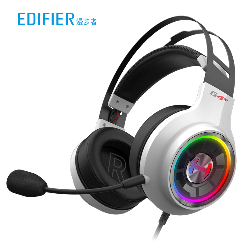漫步者(EDIFIER)HECATE G4竞技版 电竞游戏耳机头戴式 7.1环绕声降噪RGB灯电脑吃鸡耳麦 英雄cf吃鸡lol 白色