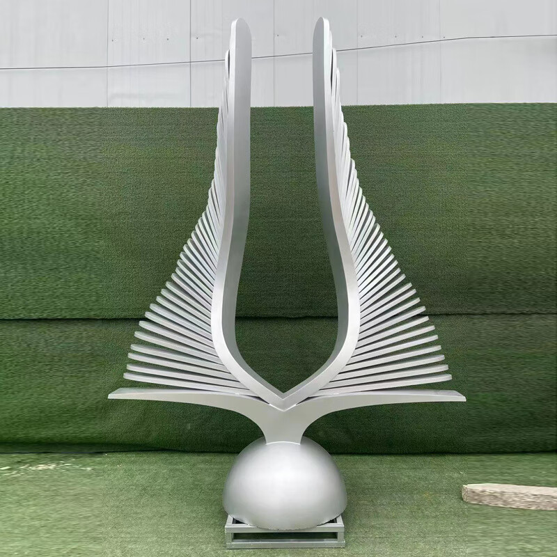瀛乐 不锈钢翅膀雕塑房地产景观摆件水景镜面喷漆抽象创意酒店装饰雕