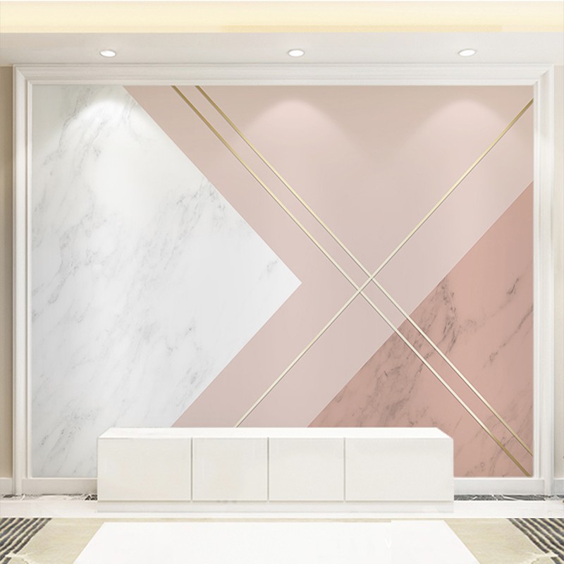 米柔几何轻奢简约壁布 大理石客厅墙布 沙发电视背景墙壁纸 定制无缝