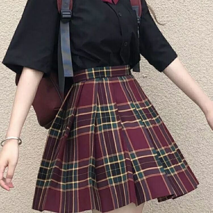 凯安尼(kaianni)深夜幻境山楂树jk格裙日系正统高腰短裙学院风校供感