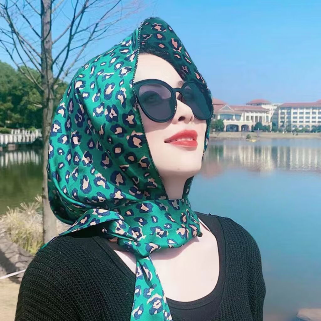 美充充 回族女人的套头纱巾网红头巾包头新款防晒丝巾带帽子韩版围巾