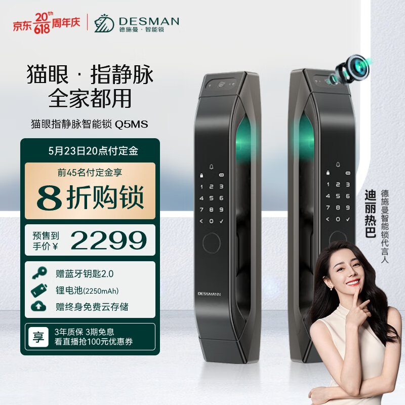 德施曼(DESMAN)指静脉智能锁 防盗门非指纹锁 可视猫眼智能门锁电子锁密码锁Q5MS